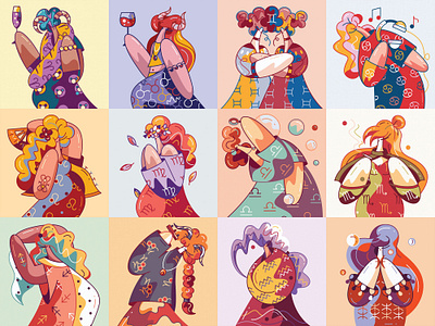 Horoscope adobe illustrator art astrology characteers character design cute feminine flat girls horoscope horoscopes illustration vector vector illustration vectorart women zodiac zodiac signs