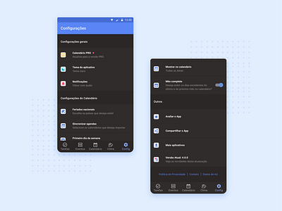 Settings android aplicativo app dark design setting ui ux