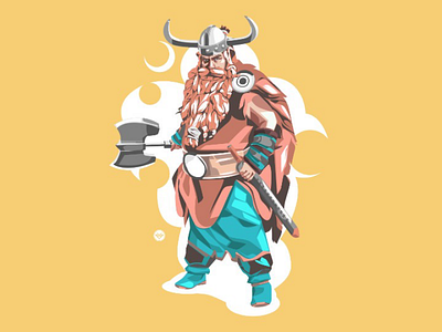 Viking art cartoon design face flat illustration simple tracing