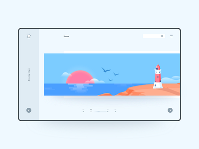 Rising sun 100days design illustration interface lighthouse rising sun sea ui ui design web ui 初升太阳 大海 太阳 插画 海边 灯塔