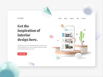 Interior Design Website Header Concept 3d after effects animation architecture building header illustration interior landing page mobile app mobile design motion graphics ui ui design ux web design