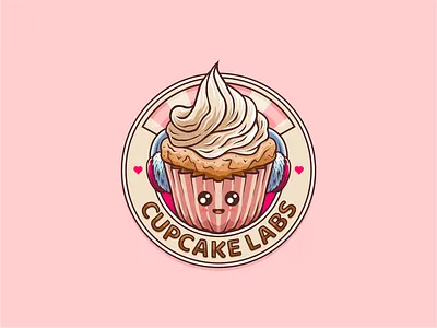 Cupcake Cartoon Badge badge cartoon cupcake food frozen mascot mascotlogo