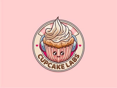 Cupcake Cartoon Badge badge cartoon cupcake food frozen mascot mascotlogo