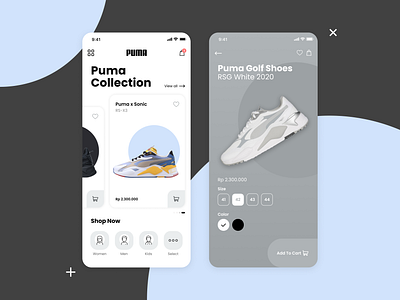 PUMA android app branding clean design flat ios mobile typography ui ux