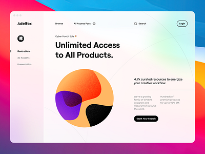 Minimal Hero Header Concept clean clean minimal colorful gradient hero header illustration minimal minimal ui nav bar navigation noise typography ui ui concept ui design ux web web design web ui website