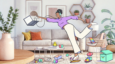 Tech at Home 1 art colour design drawing illustration style