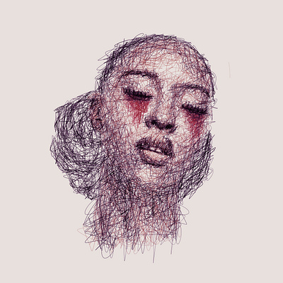 Cry contemporaryart digital painting illustration lineart portrait portrait art portrait painting scribble scribble art scribbles