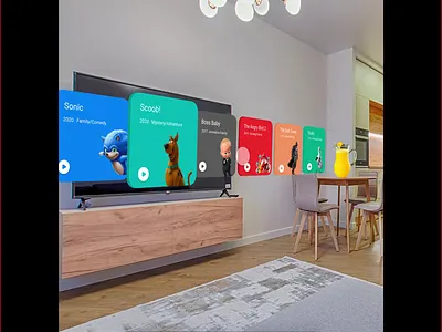 Smart TV 3D App Concept Design 3d 3d transform adobexd cards clean future design smart tv smart tv app ui ux