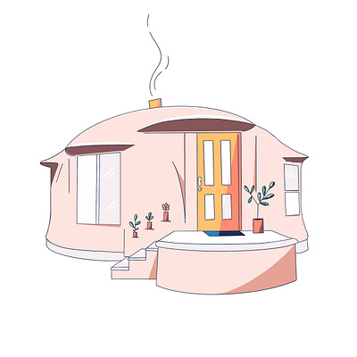 Dome 2d airbnb dome illustration pastel procreate shapes travel vacation