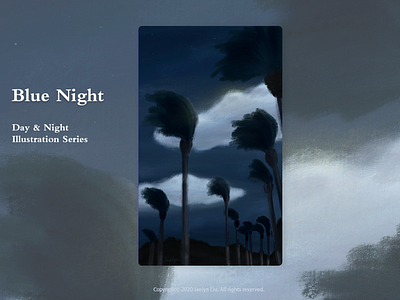 Illustration series: day and night artwork blue cloud drawings illustration procreate trees
