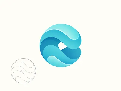 Wave Logo blue branding circle flow fresh gradient holiday illustration liquid logo ocean sea smooth splash summer travel vacation vector water wave