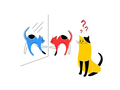 What the heck this cat is doing? adobe adobe illustrator angry blue cat cats color concept conflict design graphic design illustration illustrations illustrator question red vector web web illustration yellow