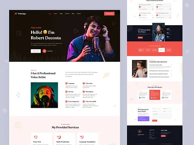 Folioedge | Voice Artist Personal Portfolio Website Landing Page agency audio business agency homepage landing page listening live streaming personal portfolio podcast podcast website podcasting podcasts online portfolio record uxui voice voice artist voice over web design whitespace