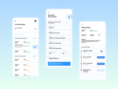 ClearTranscripts - Document Procurement App app app design design document mobile app mobile ui procurement transcripts ui userexperience userinterface ux uxui