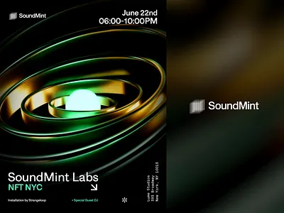 SoundMint: NFT NYC Poster 3d 3dart 3dillustration 3drender animation branding c4d cinema4d design green illustration mograph motion graphics nft nftnyc poster posterdesign redshift