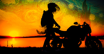 BikeVan gogh bike moto photo picture sunrise sunset van gogh