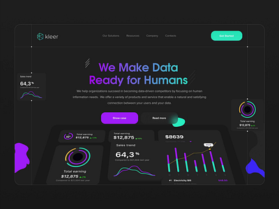 Landing page UI 3d animation chart clean content dashboard design landingpage pie statistic takasho typography ui ux webdesign