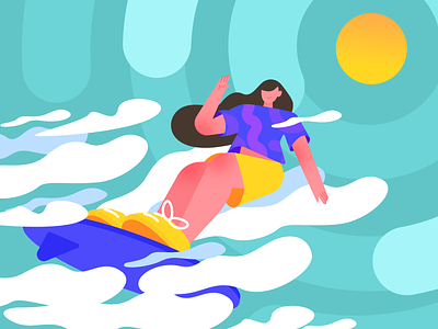 Surfing Illustration character design flat illustration vector