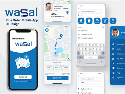 Ride Order Mobile App UI Design app app design branding design icons illustration iphone iphone mockup logo mobile mockup mockup ordering ridesharing ui ui ux ui design uiux ux uxui