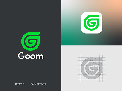 Goom Logo Design branding circles evolve grow green grid system geometry health app healthy leaf growth nature logo design wellness happiness