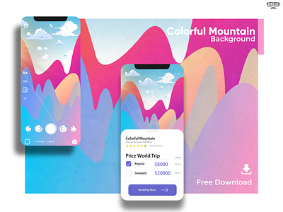 Colorful Montain adobe illustrator art blue coreldraw design design flat exclgrldn flat flat design flat illustration illustration instagram mobile montain phone sky vector