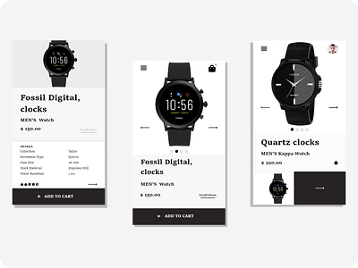 Watch Shop Mobile Mockup branding ecommerce illustration logo product page typography ux vox360 vox360ways watch xd