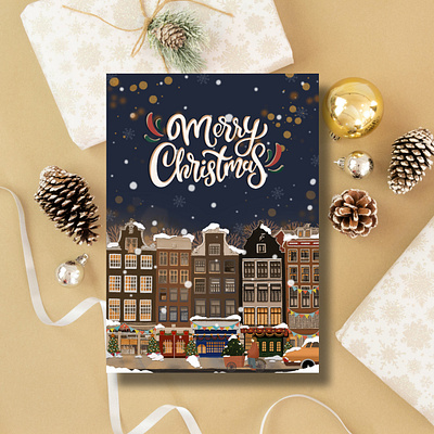 Christmas Postcard amsterdam amsterdam card authentic card christmas christmas card christmas postcard drawing dutch card greeting card hand drawn handmade card holiday card illustration postcard procreate winter card