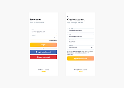 App login design login form ui