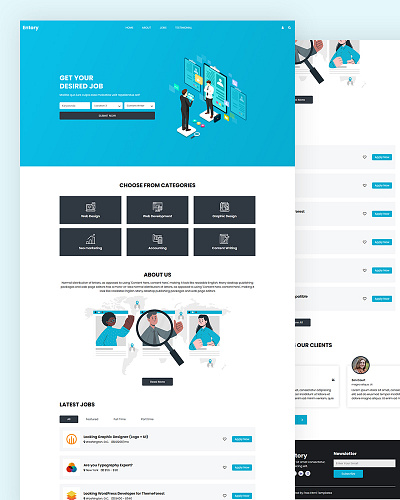 Entory bootstrap creative css freelancer html5 job job portal responsive template