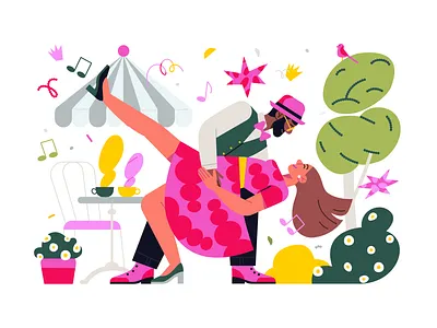 healthy habits brunch character city dance dancers dancing illustrator lunch mental health park relationship sports therapy