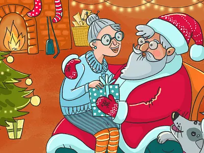 Happy Xmas 2d christmas emotion flat gifts natimade old lady people santa claus sticker xmas