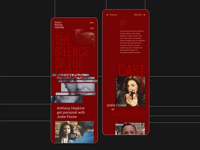 Concept for the site about the movie "The silence of the lambs" awwwards blocks colorful concept design figma grid inspiration mobile movie picture typography ui ux web website