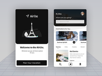 Holiday Vacation - Dark Mode app booking cards dark design destinations dribbble best shot flight holiday hotels places planner profile tour tourism ui ux webdesign