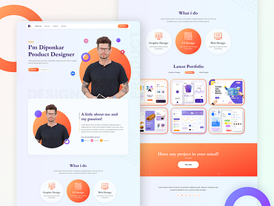 Portfolio Landing Page app design clean ui designer designer portfolio landing page minimal minimalistic personal portfolio ui ui ux ui design uiux design ux web app web app design web header webdesign website website design