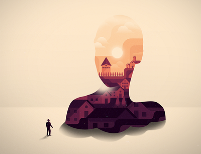Into the story art design digital digital illustration illustration noise silouette skull town vector village