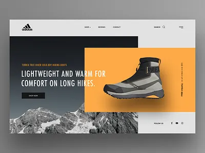 Adidas Terrex Hiking Shoes adidas hero image hiking landingpage product page shoes ui ux webdesign website design