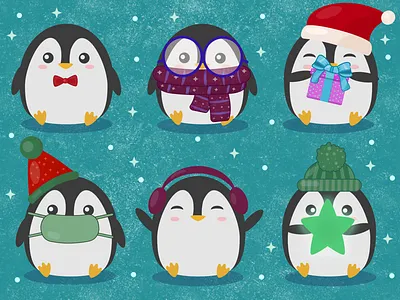 Cute Fat Penguins affinity vector illustration penguins vector artwork