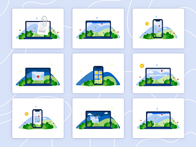 Eco Technology Icons | Illustration baloons bulgaria computer device devices eco ecology email illustration illustrator landscape laptop logo nature phone tech technology vector