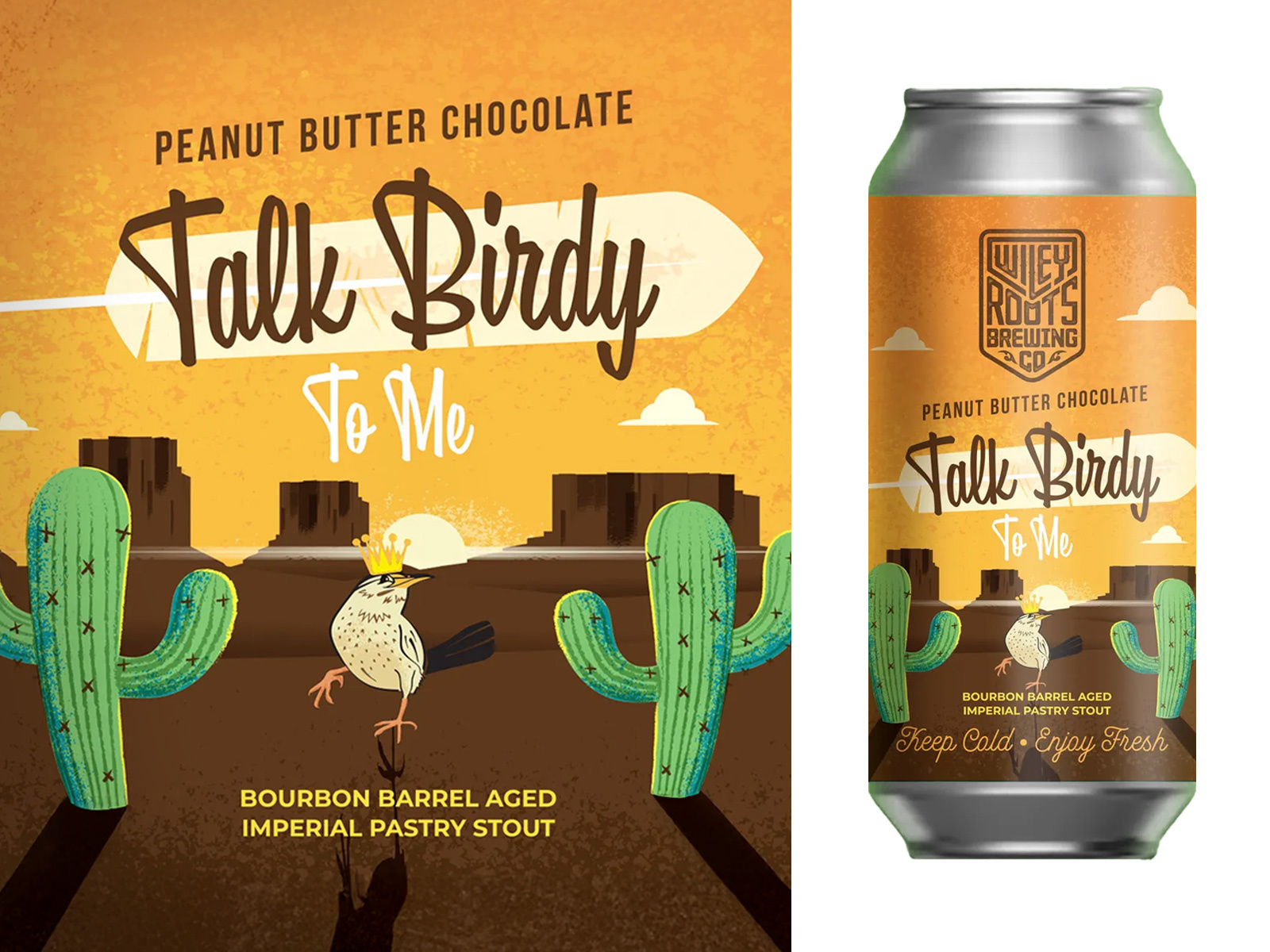 Talk Birdie To Me - Label Design beer beer branding beer label bird cactus dessert illustration label mesas packaging