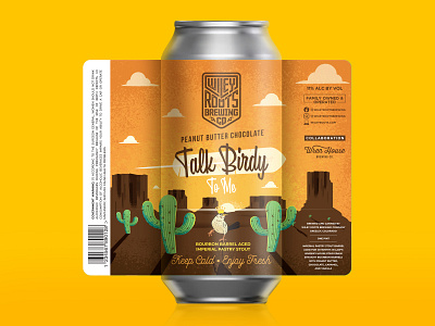 Talk Birdie To Me - Peanut Butter Chocolate Label - Wiley Roots beer beer branding beer label bird cactus dessert illustration label mesas packaging