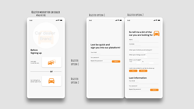 Car dealer register mockup app dailyui 001 design minimal ui ux