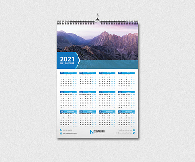 Wall Calender 2021 - Calender Design calendar calendar 2021 colorful company corporate day design flat monday month moon new year note notes office orange organizer photography planner post