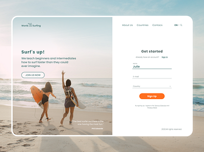 World Surfing form form design surfing ui ui ux ux web webdesign