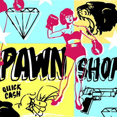 Pawn Shop boxing diamond panther pattern pawn vegas vintage
