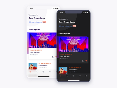 Eventbrite App app apple darkmode minimal ui ux