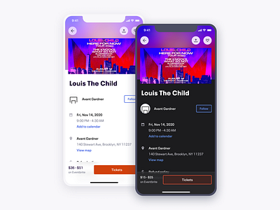 Eventbrite App – Listing Page app apple darkmode minimal typography ui ux