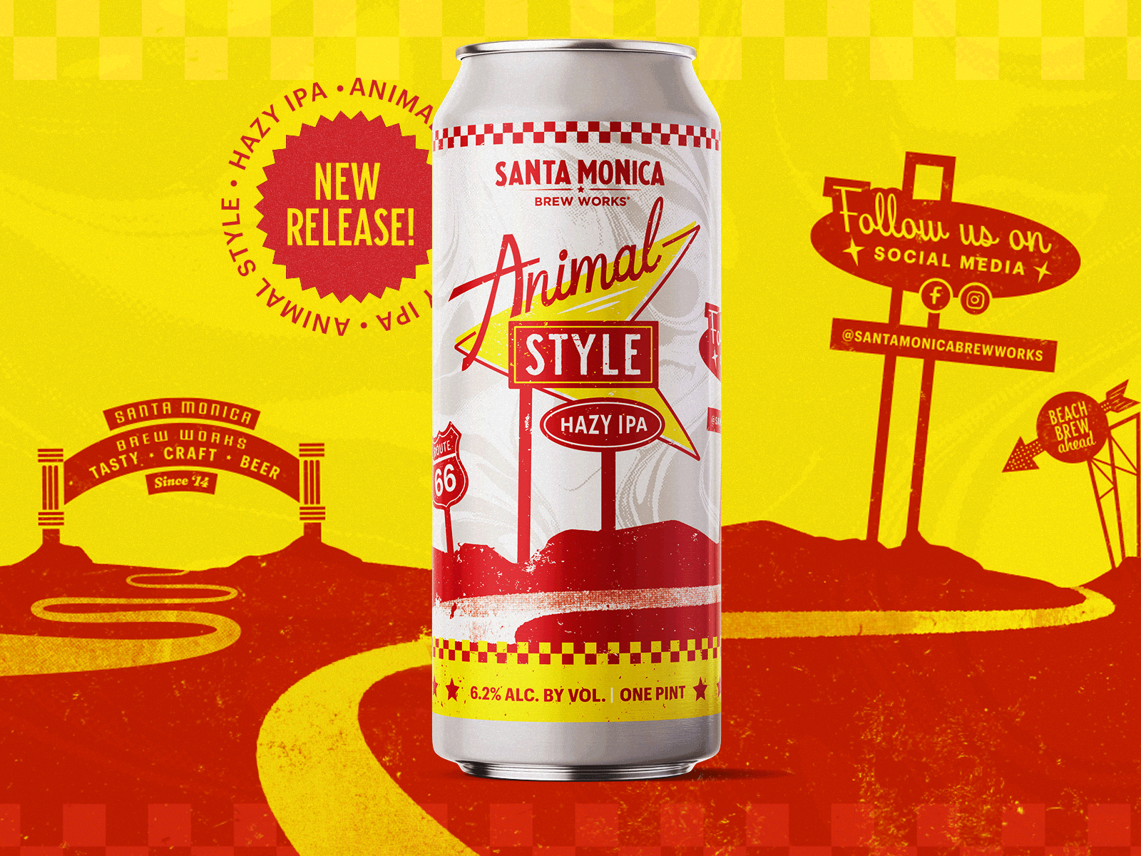 Animal Style | Santa Monica Brew Works animal style beer beer coaster beer label beer label design hazy ipa illustration ipa santa monica