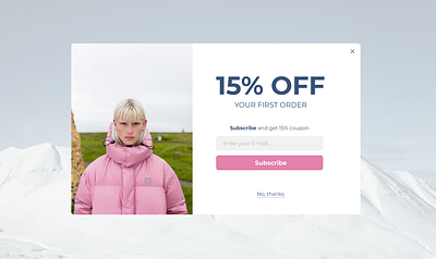 Pop-Up Message • 15% Off coats design discount e commerce e commerce shop iceland icelandic message pop up shop ui ux