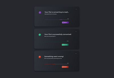 Error/Success convertation dailyui design error error message pop up pop ups progress success success message ui ui design uidesign uiux ux uxui