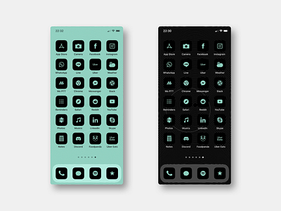 MINT – iOS 14 Customized Icons dark mode dark ui icon design icon set iconography ios 14 ios icons iphone icons minimal product design ui